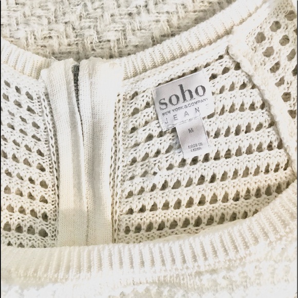 Soho New York & Company White/Cream Open Knit Zipper Back Sweater LIKE NEW! - Picture 4 of 8